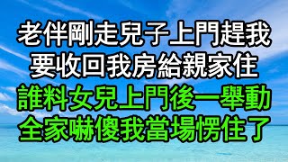 老伴剛走兒子上門趕我要收回我房給親家住誰料女兒上門後一舉動全家嚇傻我當場愣住了#深夜淺讀 #為人處世 #生活經驗 #情感故事