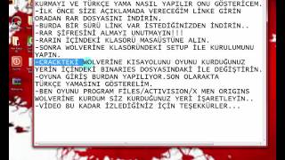 X Men Wolveri̇ne Oyunu Kurulumu Ve Türkçe Yamasi