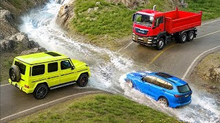 Cars vs Fast Flowing River Challenge #8 in BeamNG Drive! screenshot 1