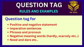 Question tag / Question tag Rules & Examples / @PKRnotes / #questiontag /
