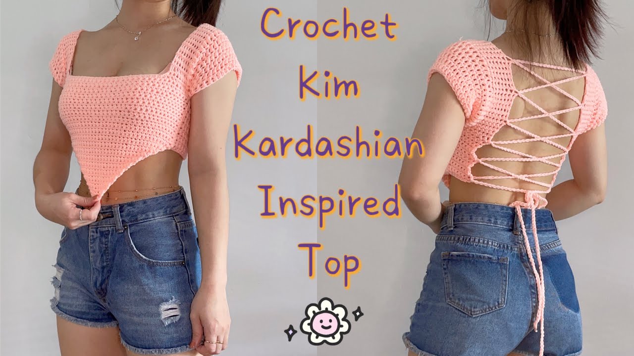 Crochet Kim Kardashian Inspired Top | Dua Lipa Top | Asymmetrical Hem Top |  Back Lace Up Top - YouTube