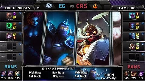 Evil Geniuses vs Curse | S4 NA LCS Summer split 2014 Week 10 Day 2 | EG vs CRS W10D2 G1 Full Game HD