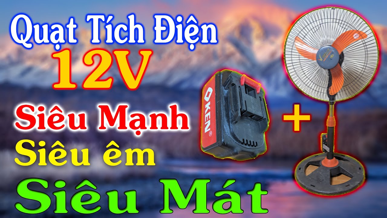 Chế quạt tích điện siêu mạnh dùng pin máy khoan mát vô đối