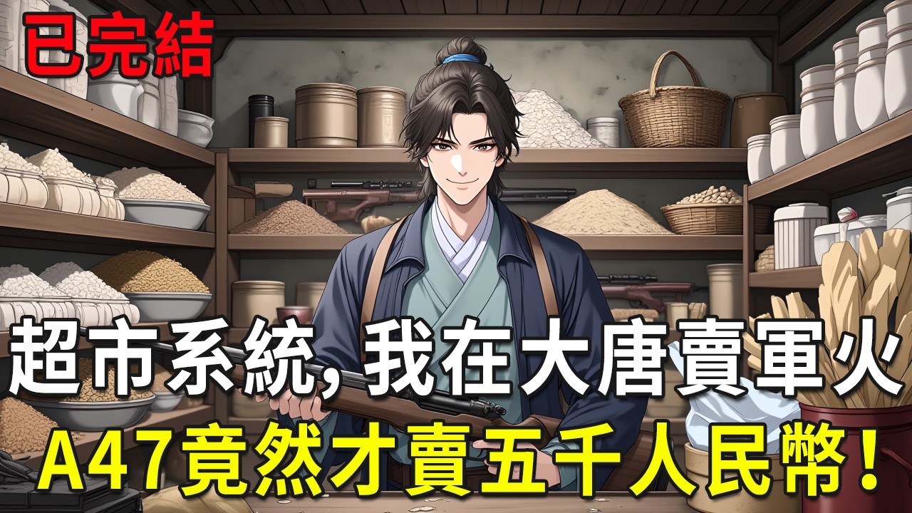 已完結《大唐第一軍火商》歷史系大學生路承熬夜猝死，一睜眼竟穿到了唐朝，成了長安布莊的少東家。隨身系統卡在「綁定中」，無聊的他帶著妹妹逛茶館，卻嫌棄長安名點「難吃」，隨口吐槽不如後世的肉鬆餅。