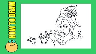 krishna drawing easy pencil lord sketch draw