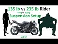 2 clicks out 135 vs 235 pound rider 60 vs 105 kg suspension setup intro