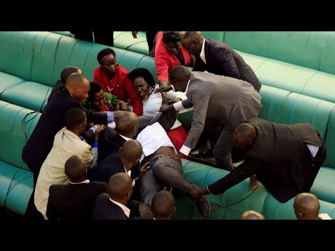 Ugandan MPs fight in parliament - Ugandan MPs fight in parliament
