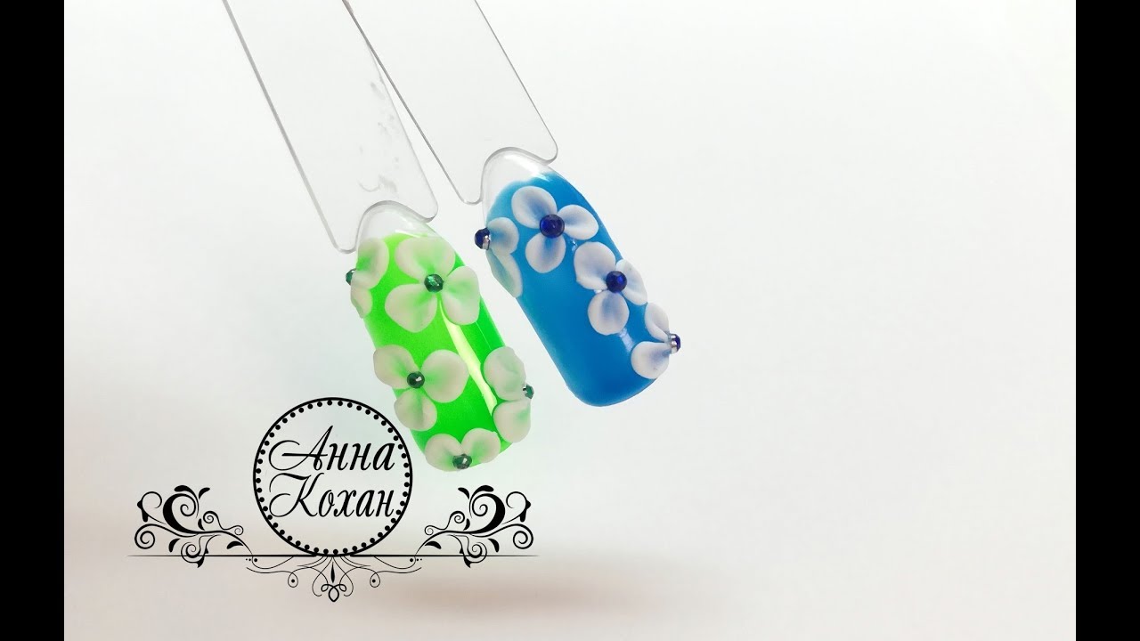 🌺BLUESKY 4D Carving Gel nail art🌺Обьемная лепка цветов 4D пластилином🌺Дизайн ногтей🌺МК Анна Кохан🌺