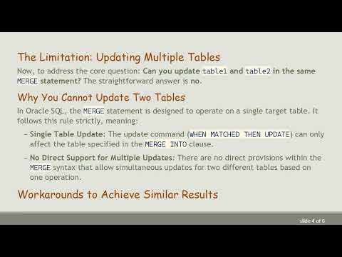 How to Effectively Merge and Update Multiple Tables in Oracle SQL