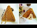 New Clutch pyramid 3D stitch  (crochet) شنطه هرم كروشيه بغرزه جديده /بورتفيه/غرزه مجسمه