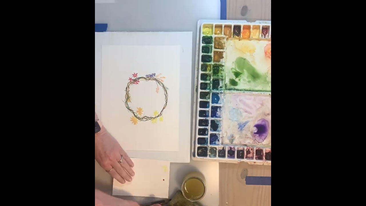 Watercolor flower wreath 