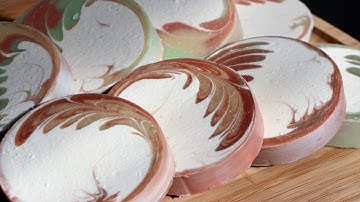 Gardenia VS Honesuckle (2 Feather Swirl Patterns) Cold Process Soap