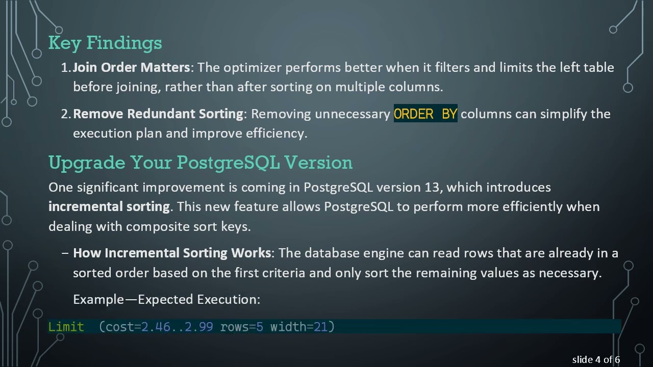 Postgres Query Optimization: Improving Your Order By Performance