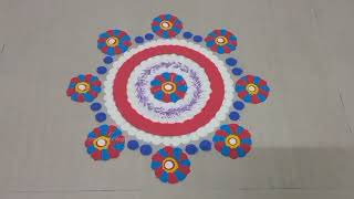 Beautiful Rangoli With Pen Ll Flowers Rangoli L Pandaga Muggulu L Easy Rangoli For Beginners L Color