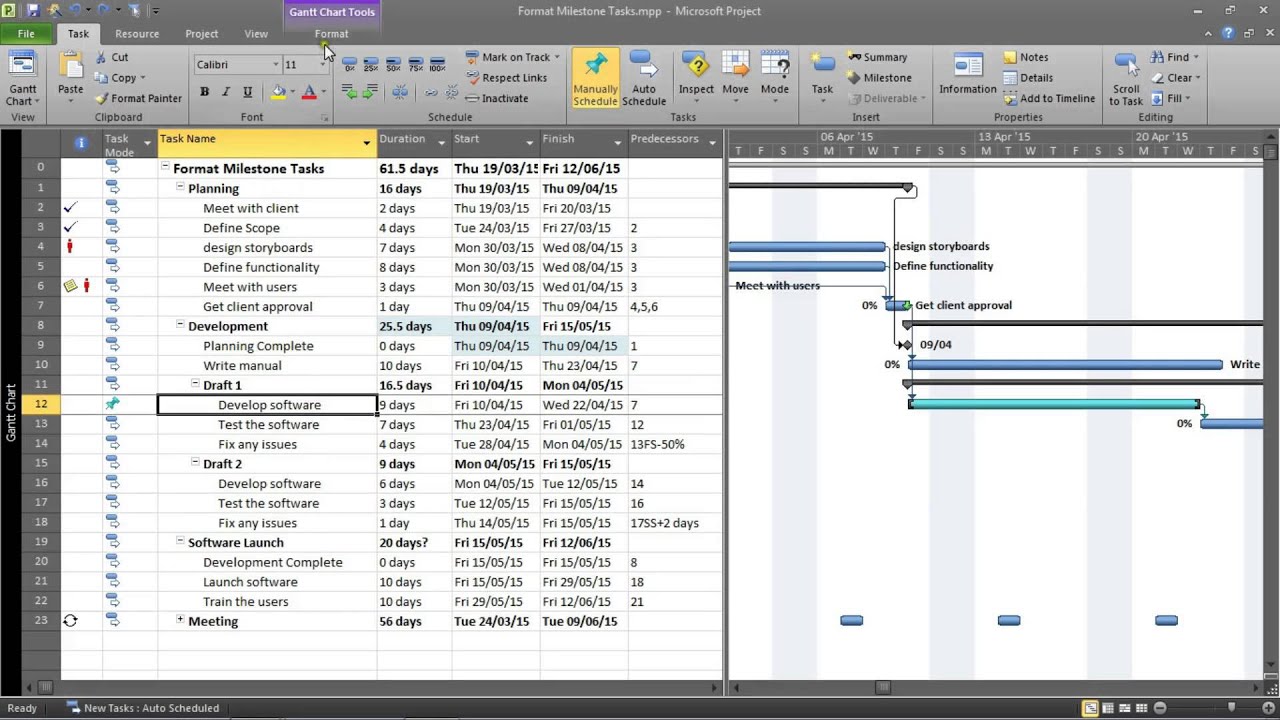 Visio Gantt Chart Add Milestone