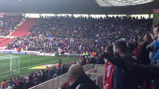 Middlesbrough v Leeds. Leeds fans final whistle! 21st Feb 2015. Best vocal supporters in the land.Bo