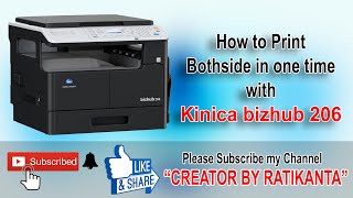 How to Print bothside in one time with bizhub 206   Konica Xerox machine setting for printing