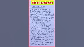 Myself introduction | introduction |How to introduce yourself |  myself | interview | introduce