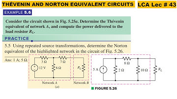 LCA Lec 43 | Thevenin and Norton Equivalent Circuits | Example 5.6 | Practice 5.5