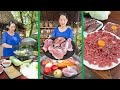 Mommy Chef cook fruit healthy soup with pig born and beef egg and eat - Cooking with sros