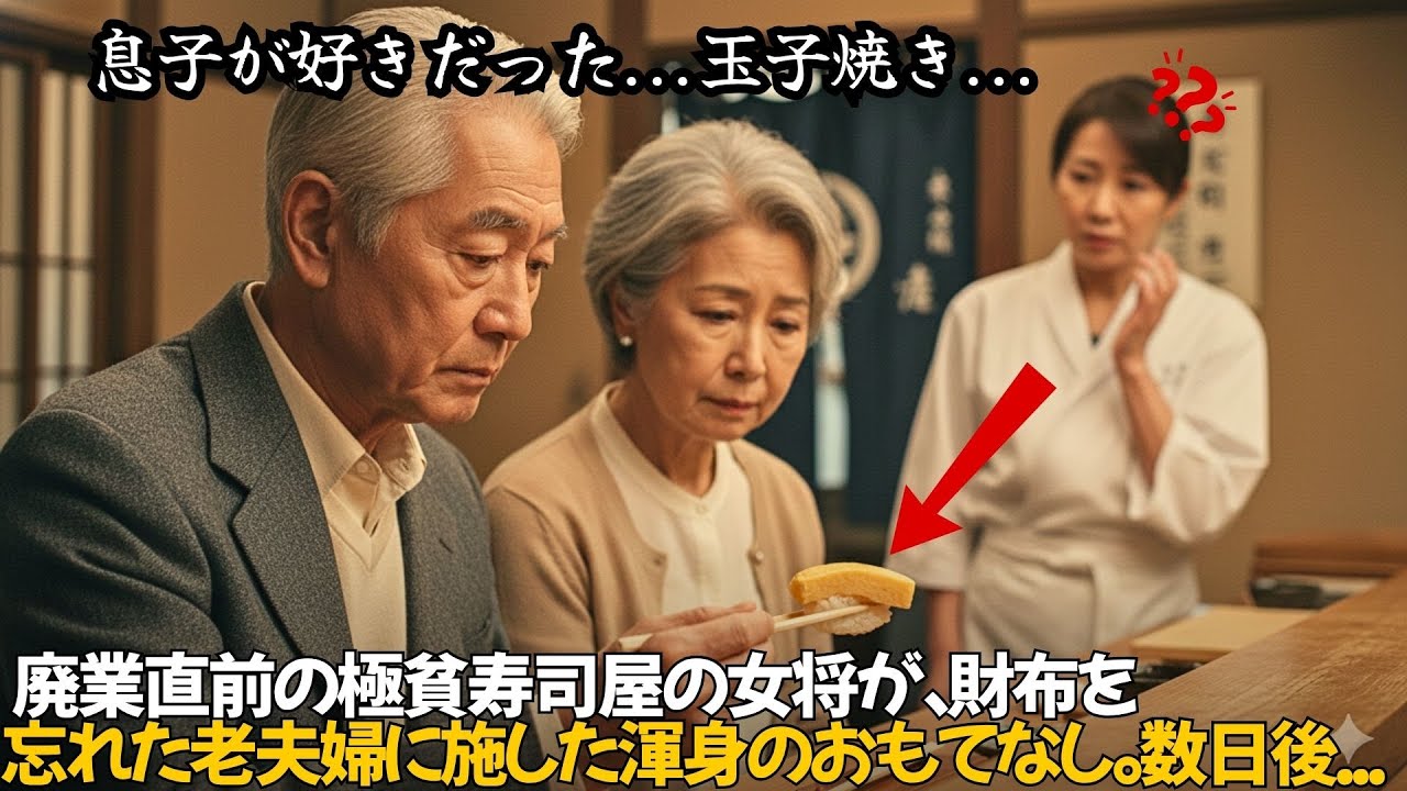 亡き息子の誕生日に財布を忘れた老夫婦、実は億万長者の大企業会長でした。廃業寸前の寿司屋で起きた信じられない奇跡｜人生の教訓｜オーディオブック｜実話朗読
