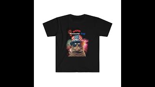 Happy Memorial Day Cute Cat Unisex Softstyle T-Shirt screenshot 4