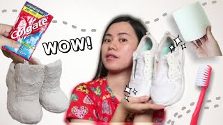 EFFECTIVE NA PANG LINIS NG SAPATOS! MUST WATCH 💯 TISSUE & TOOTHPASTE METHOD  ☁️