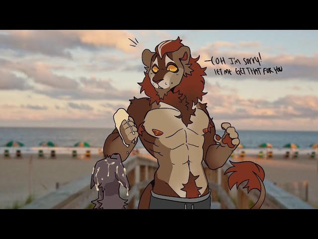 Furry Asmr| Lion Spills Icecream On You At The Beach And Licks It Off (mic licking, mouth sounds)