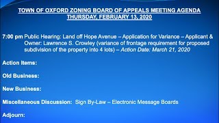 Zoning Board of Appeals - February 13, 2020