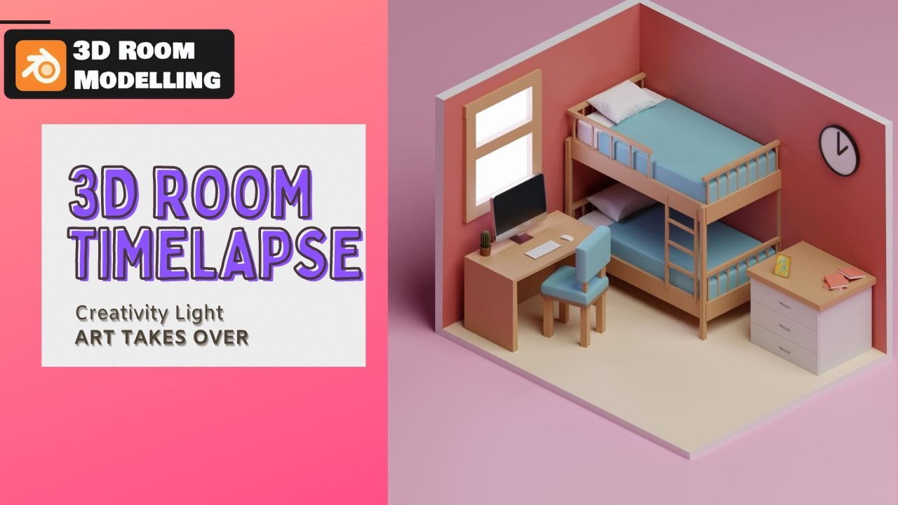 3D Room Illustration in Blender-Timelapse