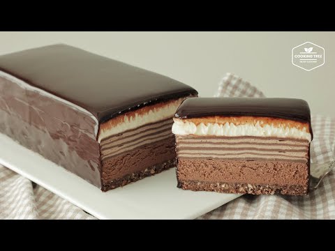 🤎 트리플 초콜릿 크레이프 치즈케이크 만들기 : <strong>Triple</strong> Chocolate Crepe Cheesecake Recipe | Cooking tree