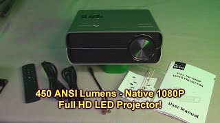 ASAKUKI 5G WiFi Bluetooth LED Projector, 450 ANSI Lumens Native 1080P Full HD Supports 4K REVIEW