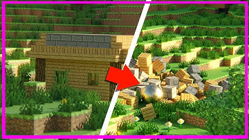 Minecraft House VS. Giant Steel Ball!!! Realistic Physics Simulation. RTX (4K)