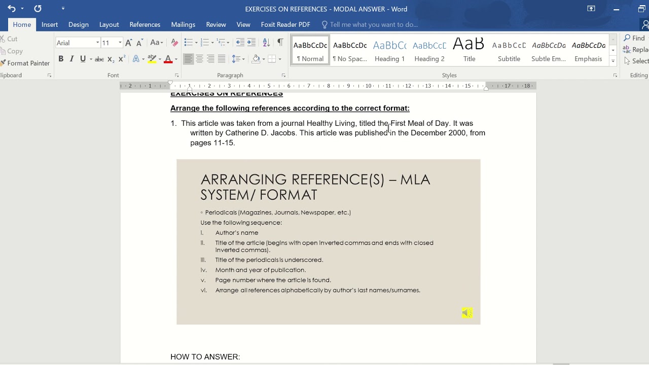 EXPLANATION ON EXERCISES OF REFERENCES - YouTube