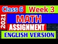 Class 6 English Version Math Assignment 2021 | Mathematics English Version Class six Third Week 2021