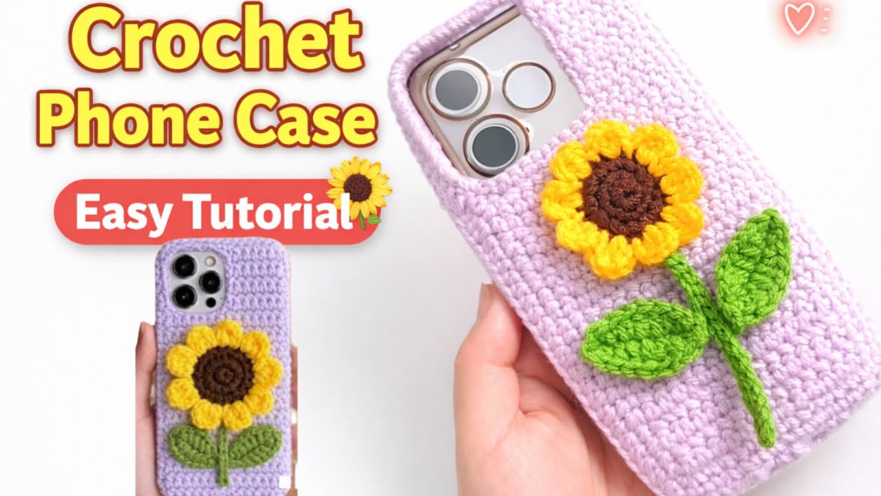 How to 🧶crochet a sunflower 🌻phone cover tutorial | for all cover type ||step by step for beginners|