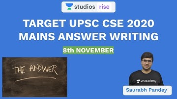 8th November | Mains Answer Writing | Target UPSC CSE/IAS 2020 | Saurabh Pandey