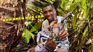 Catching and Cooking Giant Green Coconut Crabs on a Deserted Island in Indonesia 🇮🇩