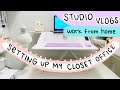 Studio Vlog 🌈 Slowly Setting up my Closet Office, Flexispot Desk Riser, and Organizing my Planners