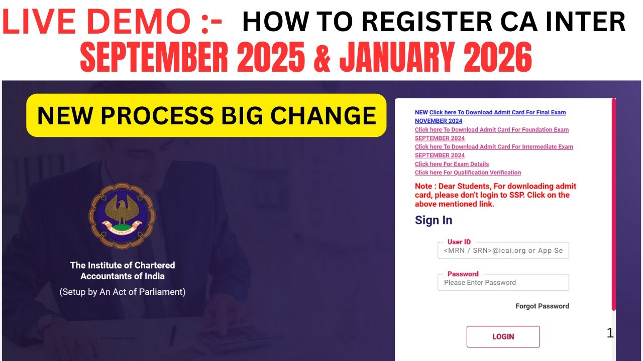 live Demo :- How To Register CA intermediate | CA intermediate ...