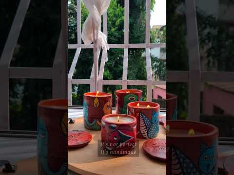 The Art of Alokya's Scented Candles: Handpoured Soy Candles in Pattachitra Painted Terracotta Jars - video from Alokya