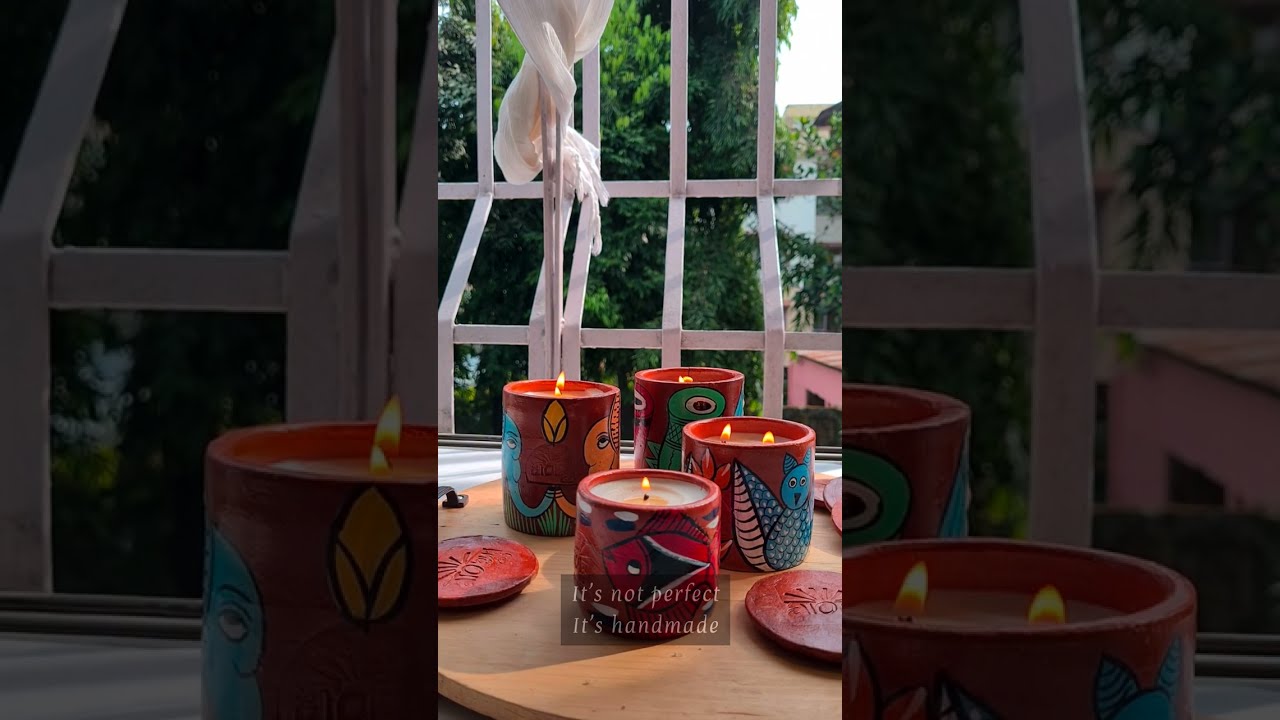 The Art of Alokya's Scented Candles: Handpoured Soy Candles in Pattachitra Painted Terracotta Jars