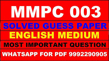 mmpc 3 important questions | mmpc 3 previous year question paper | mmpc 3 study material