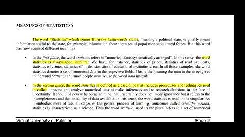 STA301  PSY516 Lecture 1 Statics and Probability Short Lectures VU Lectures#@Vu-Study