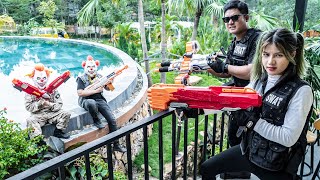 LTT Films : Couple S.W.A.T Silver Flash Nerf Guns Fight Evil  Tiger Mask Boss In Death Mission