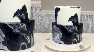 SUPER TRENDY MODERN Wedding Cake | Abstract Marbled Fondant | Cake Decorating Tutorial