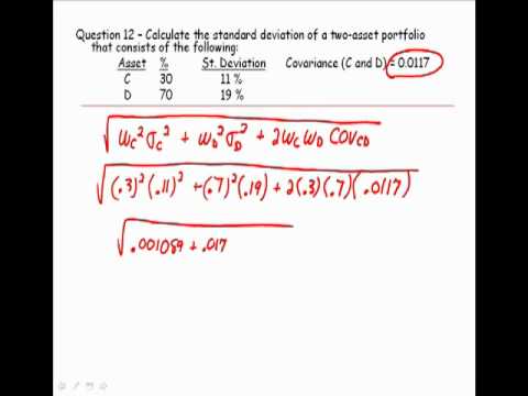 Standard Deviation Of A Two Asset Portfolio Part I Cfp Tools Youtube