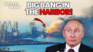 Sounds of Explosions in Berdiansk Port Russias Occupied Port of Berdiansk On Fire