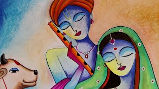 How to draw Radha Krishna/Easy Radha Krishna Drawing for Beginners/Soft Pastel/Oil Pastel screenshot 3