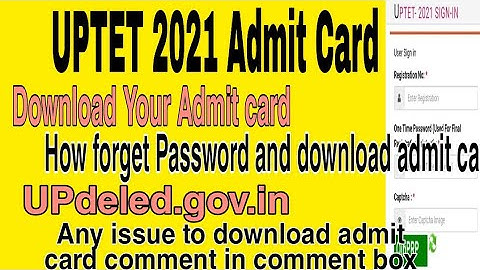 Uptet 2021 Admit Card Released/ Download Admit Card/forget password #latestnews/Download issue